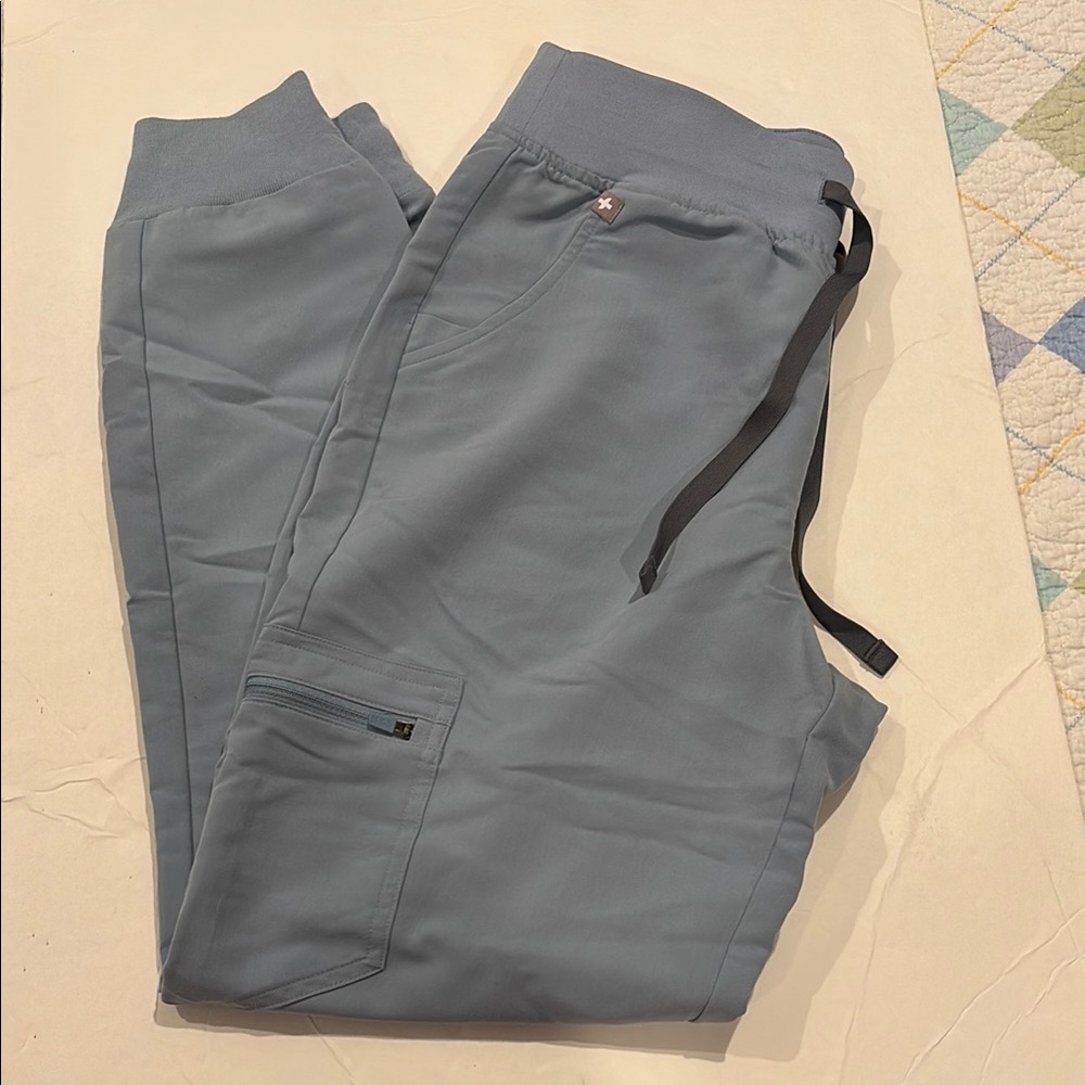 Figs: Dusty Blue High Waisted Zamora - Jogger Scrub Pant